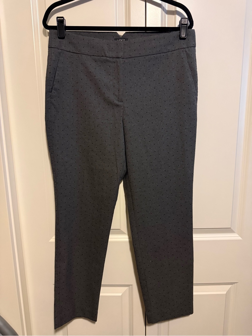 LOFT Gray Straight Leg Pindot Dress Pants